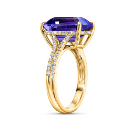 Кольцо с бриллиантами и танзанитом