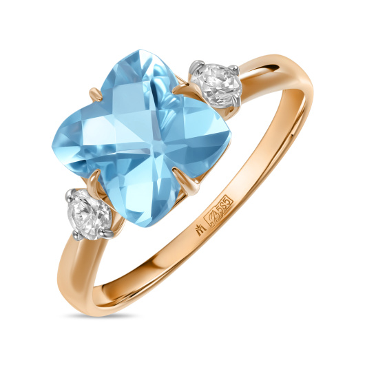 Кольцо с фианитами и топазом