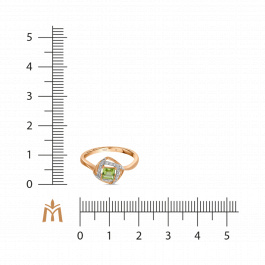 Кольцо с бриллиантами и перидотом