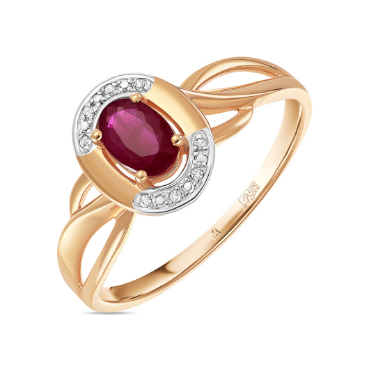 Кольцо с бриллиантами и рубином