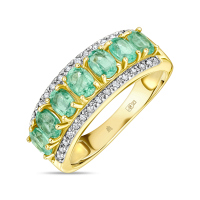 Кольцо с бриллиантами и изумрудами - фото 1