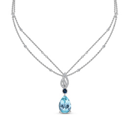 Колье с сапфиром, аквамарином и бриллиантами