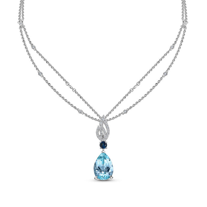 Колье с сапфиром, аквамарином и бриллиантами - фото 1 Колье с сапфиром, аквамарином и бриллиантами - фото 1