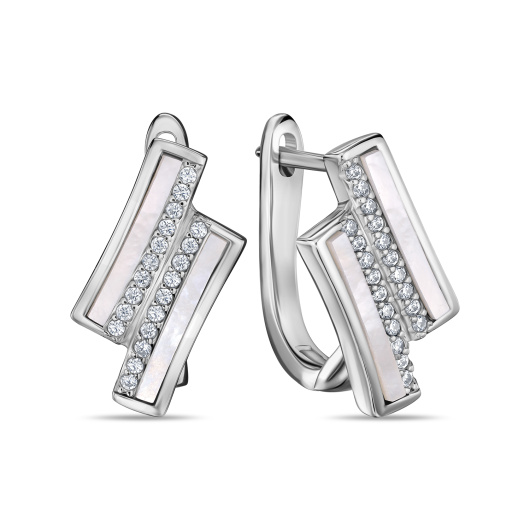 Серьги с перламутром и фианитами