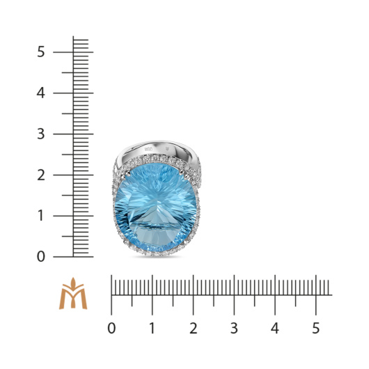 Кольцо с бриллиантами и топазом