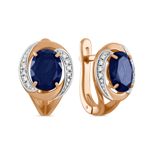 Серьги с бриллиантами и сапфиром