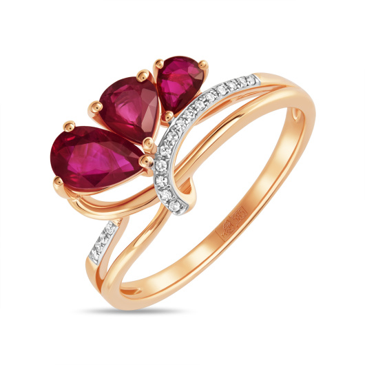 Кольцо с бриллиантами и рубинами