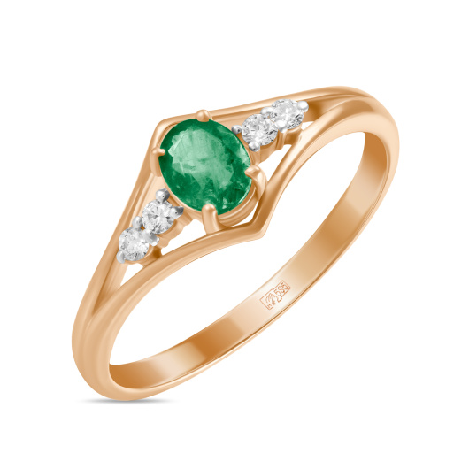 Кольцо с изумрудом и бриллиантами