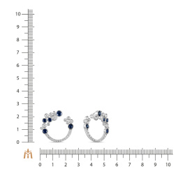 Серьги с бриллиантом и сапфирами