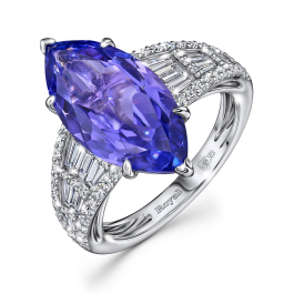 Кольцо с бриллиантами и танзанитом