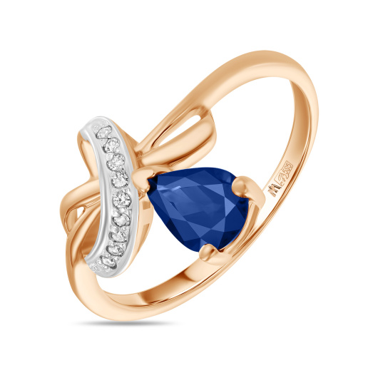 Кольцо с сапфиром и фианитом