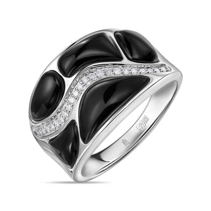 Кольцо с ониксом и бриллиантами - фото 1