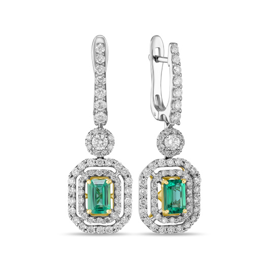 Серьги с бриллиантами и изумрудами