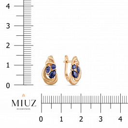 Серьги с выращенным сапфиром