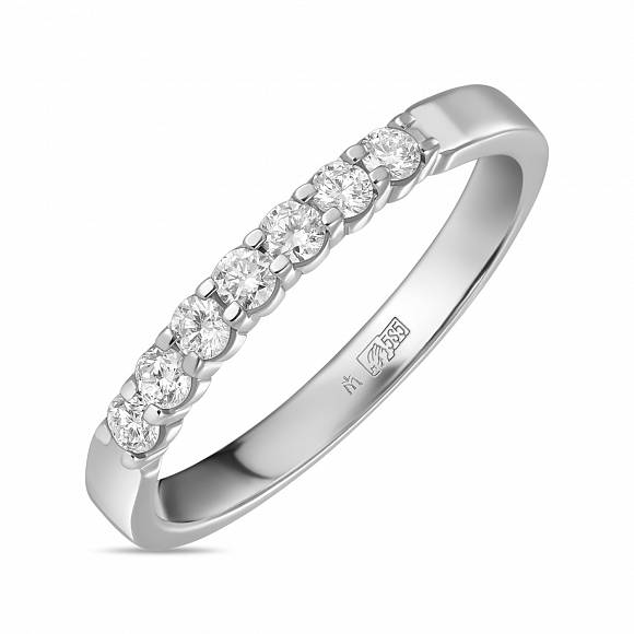 Обручальное кольцо-дорожка из белого золота с 7 бриллиантами R127-UFOQ7649 - Фото 1