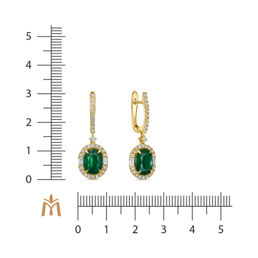 Серьги с бриллиантами и изумрудами