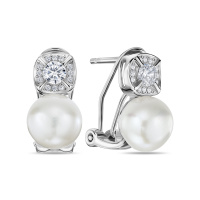 Серьги с жемчугом и фианитами - фото 1 Серьги с жемчугом и фианитами - фото 1