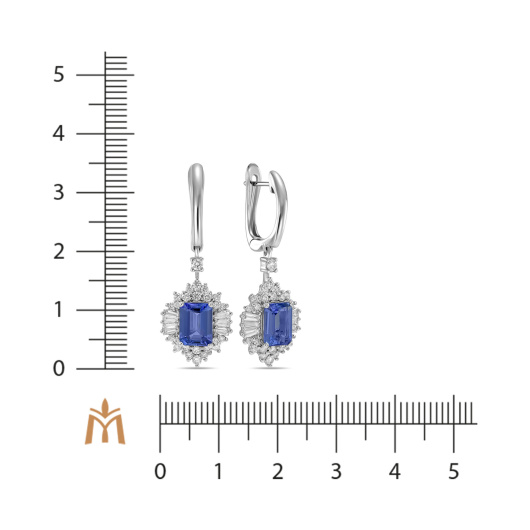 Серьги с бриллиантом и танзанитами