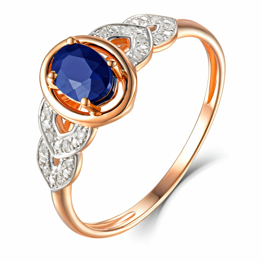 Кольцо с бриллиантами и цветными сапфирами