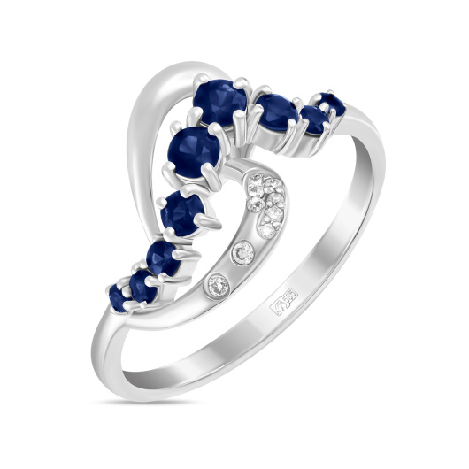 Кольцо с бриллиантами и сапфирами