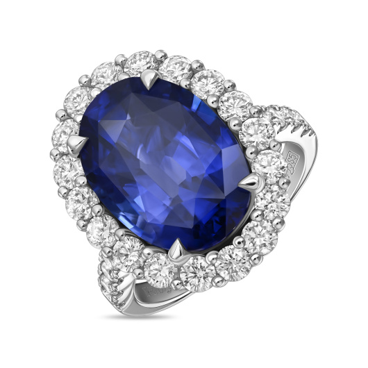 Кольцо с бриллиантами и сапфиром