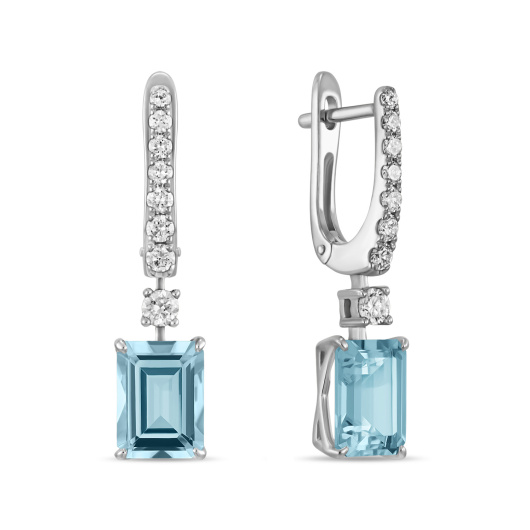 Серьги с бриллиантами и аквамаринами
