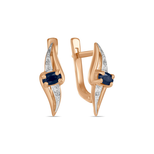 Серьги с сапфирами и фианитом