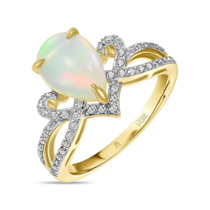 Кольцо с бриллиантами и опалом - фото 1