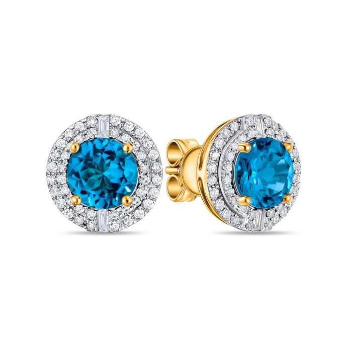 Серьги с бриллиантами и лондон топазом - фото 1 Серьги с бриллиантами и лондон топазом - фото 1