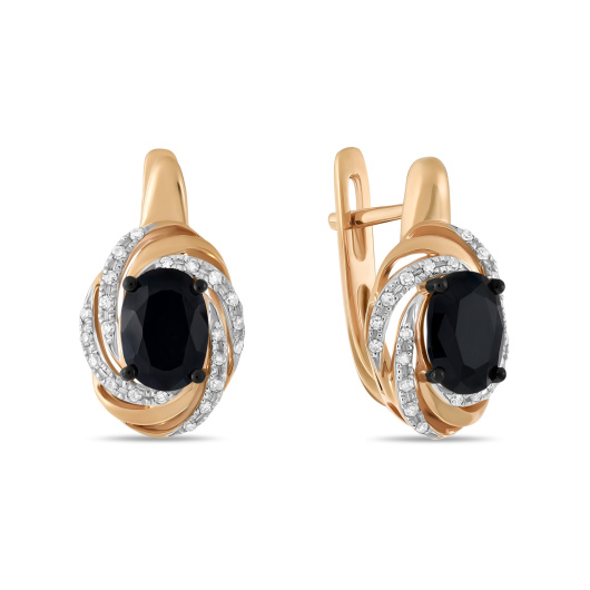 Серьги с бриллиантами и цветными сапфирами