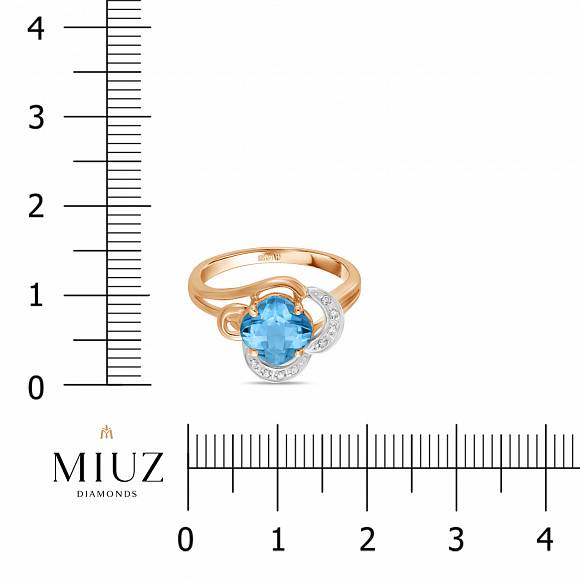 Кольцо с топазом и бриллиантами R77-R29795-BT - Фото 2