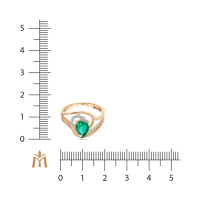 Кольцо с бриллиантами и гидротермальным изумрудом - фото 2