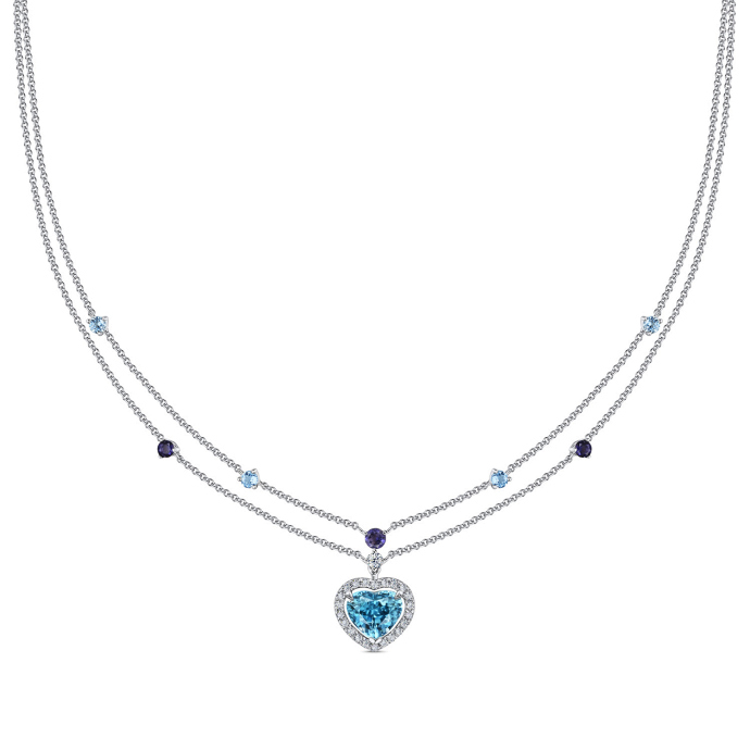 Колье с топазами, бриллиантами, иолитами и цирконом - фото 1