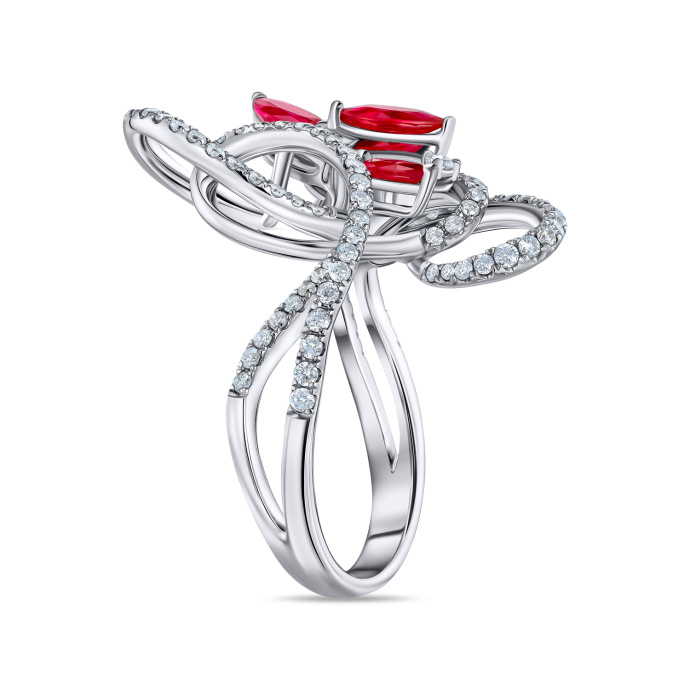 Кольцо с бриллиантами и рубинами - фото 2