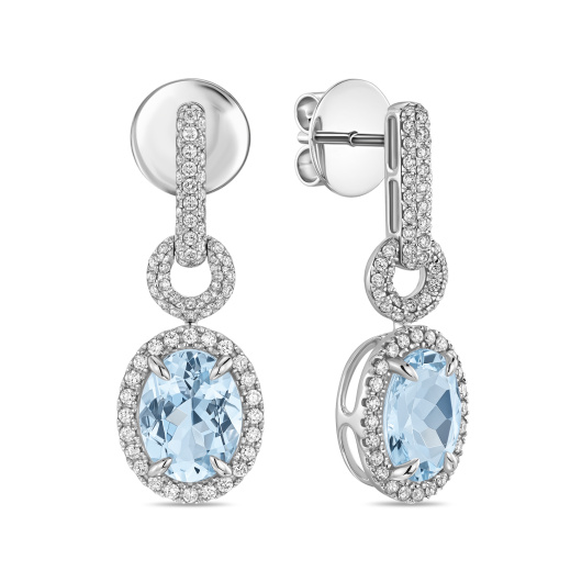 Серьги с аквамаринами и бриллиантами