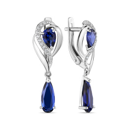 Серьги с корундом и фианитами