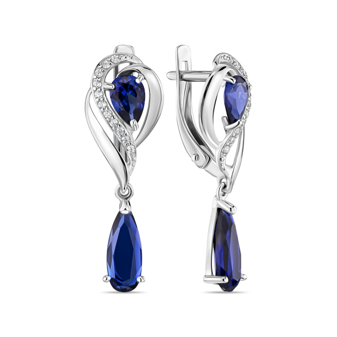 Серьги с корундом и фианитами - фото 1