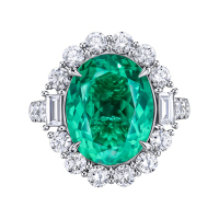 Кольцо с бриллиантами и гидротермальным изумрудом - фото 3