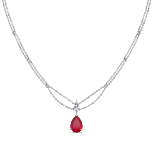 Колье с бриллиантом и рубином