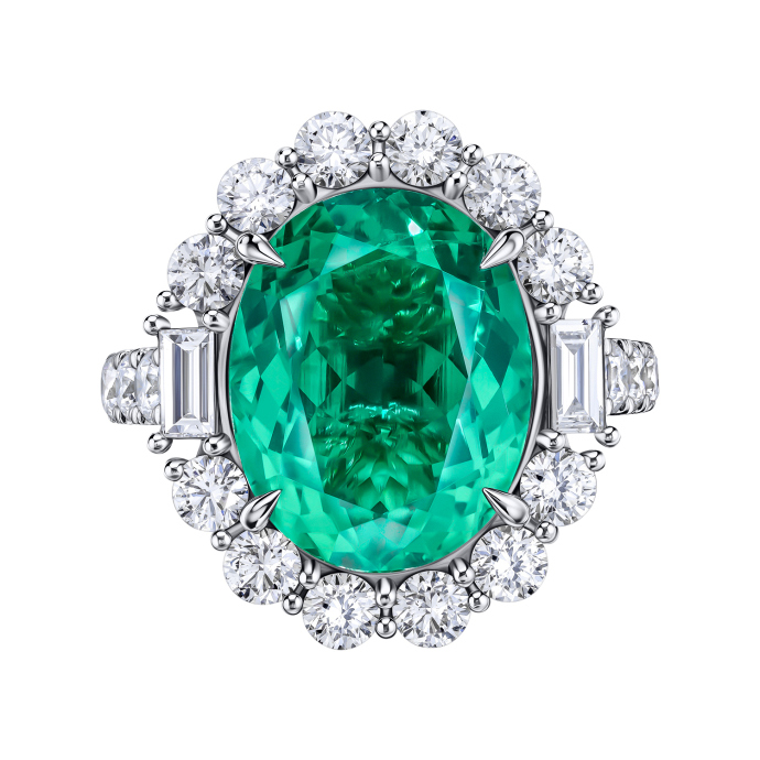 Кольцо с бриллиантами и гидротермальным изумрудом - фото 3