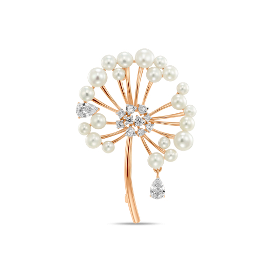 Брошь с жемчугом и фианитами