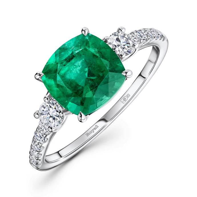 Кольцо с бриллиантами и изумрудом - фото 1