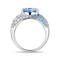 Кольцо с аквамарином, топазами, бриллиантами и лондон топазом - фото 2 Кольцо с аквамарином, топазами, бриллиантами и лондон топазом - фото 2