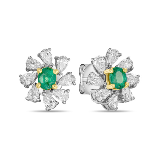 Серьги с бриллиантами и изумрудами