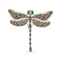 Брошь с гидротермальным изумрудом и фианитами - фото 1 Брошь с гидротермальным изумрудом и фианитами - фото 1