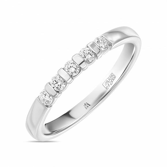 Обручальное кольцо-дорожка из белого золота с 5 бриллиантами R01-35511 - Фото 1