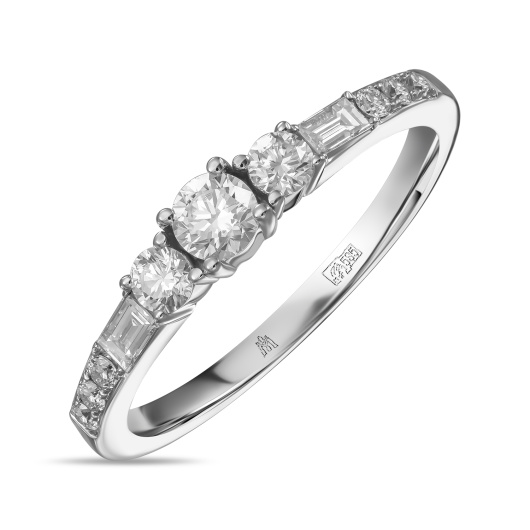 Кольцо с бриллиантом и бриллиантами