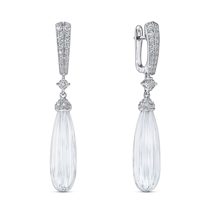 Серьги с бриллиантами и горный хрустальами - фото 1