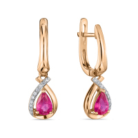 Серьги с бриллиантами и облагороженным рубином - фото 1 Серьги с бриллиантами и облагороженным рубином - фото 1