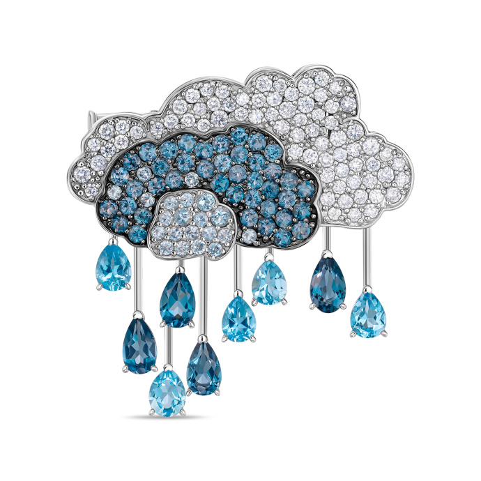 Брошь с топазами, бриллиантом и лондон топазом - фото 1